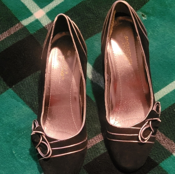 WOMENS BEACON REFLECTIONS HEEL PUMPS BLACK WITH BOW SIZE 8.5 - Picture 10 of 12